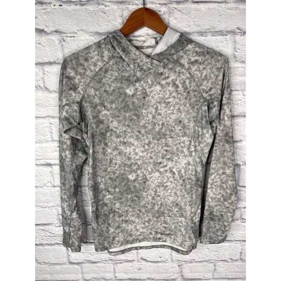 Backcountry Tops - BACKCOUNTRY Women's Gray Abstract Lightweight Hooded Running Pullover Small